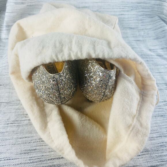 Badgley Mischka Madison II Champagne Glitter Kitten Heels Pointed Toe Size 7 - Picture 11 of 11